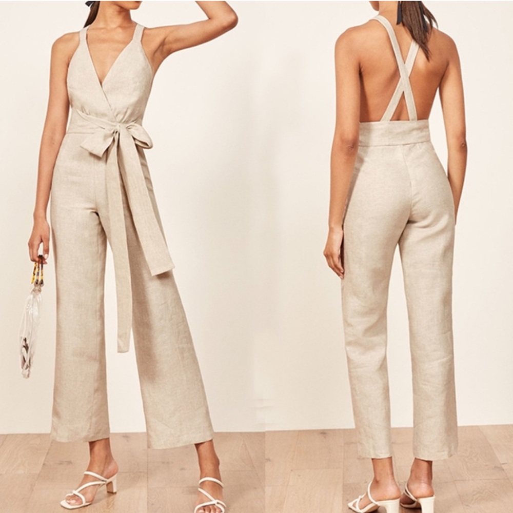 Reformation Dani Jumpsuit in Sand, Size 0 New